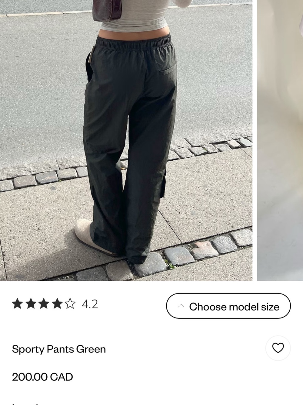 NWT- Djerf Avenue Sporty Wide-Leg Pants - Dark Green- Small ( Tall ) - Picture 2 of 10